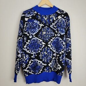 MSGM Milano Knit Wool Blend Sweater Size XS Blue Oversized Classic Designer READ